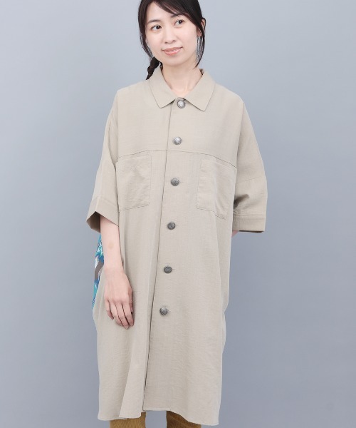 チチカカ（チチカカ）の「イカットプリントドッキングシャツワンピース（ワンピース・レディース・グレー/ベージュ/ブラック・FREE）」の9枚目の写真