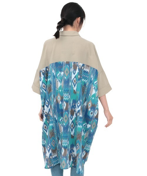 チチカカ（チチカカ）の「イカットプリントドッキングシャツワンピース（ワンピース・レディース・グレー/ベージュ/ブラック・FREE）」の12枚目の写真