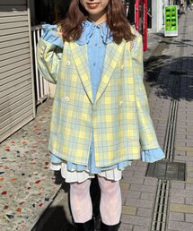 CIAOPANIC TYPY（チャオパニックティピー）の「【HELLO.SANFRANCISCO】フラワー釦チェックオーバージャケット（テーラードジャケット）」