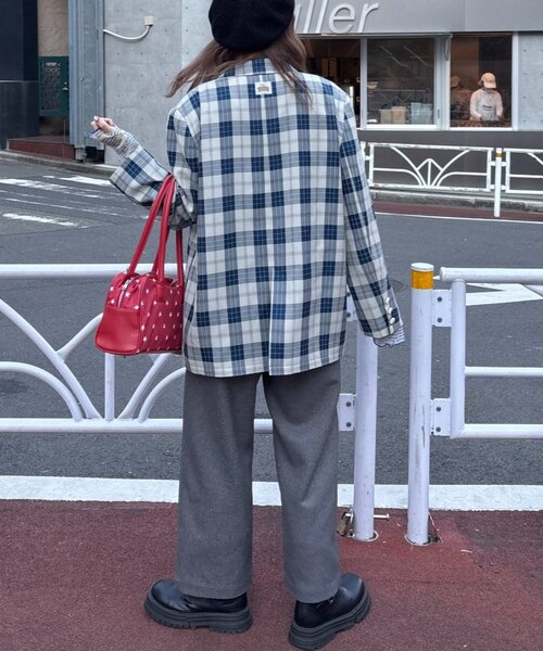 HELLO.SANFRANCISCO（ハローサンフランシスコ）の「【HELLO.SANFRANCISCO】フラワー釦チェックオーバージャケット（テーラードジャケット・レディース・イエロー/ブラック/ブルー・ONE SIZE）」の12枚目の写真