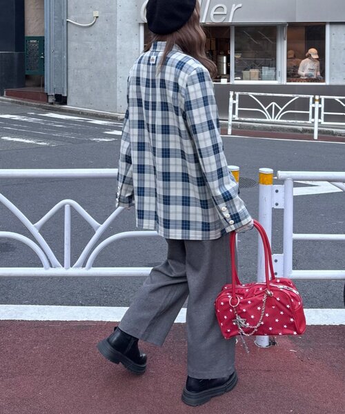 HELLO.SANFRANCISCO（ハローサンフランシスコ）の「【HELLO.SANFRANCISCO】フラワー釦チェックオーバージャケット（テーラードジャケット・レディース・イエロー/ブラック/ブルー・ONE SIZE）」の13枚目の写真