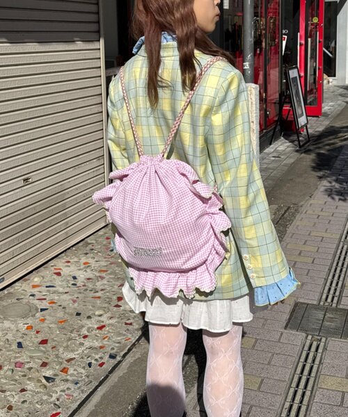 HELLO.SANFRANCISCO（ハローサンフランシスコ）の「【HELLO.SANFRANCISCO】フラワー釦チェックオーバージャケット（テーラードジャケット・レディース・イエロー/ブラック/ブルー・ONE SIZE）」の17枚目の写真