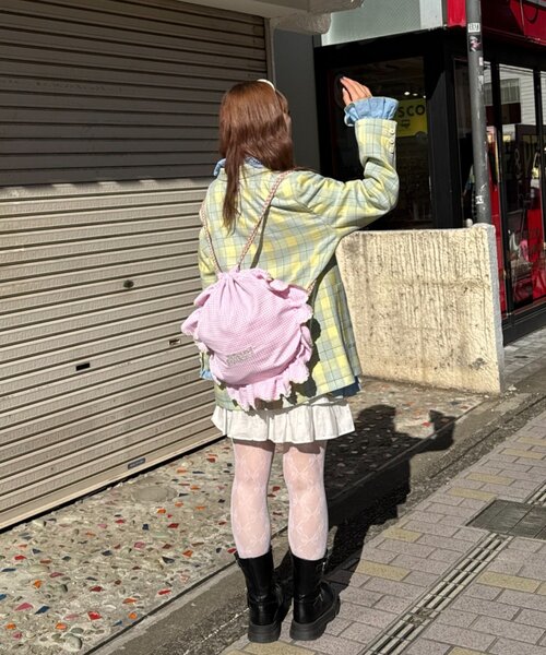 HELLO.SANFRANCISCO（ハローサンフランシスコ）の「【HELLO.SANFRANCISCO】フラワー釦チェックオーバージャケット（テーラードジャケット・レディース・イエロー/ブラック/ブルー・ONE SIZE）」の22枚目の写真