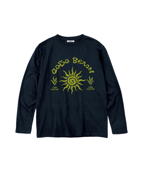 COSO(コソ)の「ビーチアートワーク長袖ロングスリーブ_2カラー(Tシャツ/カットソー・レディース・グレー/ネイビー・1/2)」の2枚目の写真