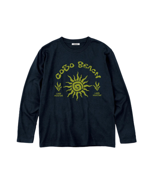COSO(コソ)の「ビーチアートワーク長袖ロングスリーブ_2カラー(Tシャツ/カットソー・レディース・グレー/ネイビー・1/2)」の12枚目の写真