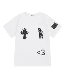 アンティーククロスポニーハーフ袖Tシャツ(3カラー)