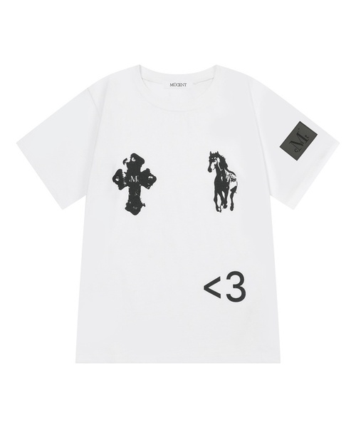 MUCENT(ムセント)の「アンティーククロスポニーハーフ袖Tシャツ(3カラー)(Tシャツ/カットソー・レディース・グレー/ホワイト/ブラック・FREE)」の2枚目の写真