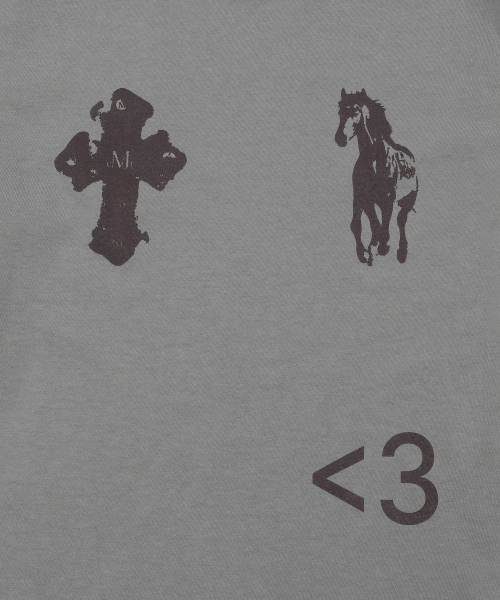 MUCENT(ムセント)の「アンティーククロスポニーハーフ袖Tシャツ(3カラー)(Tシャツ/カットソー・レディース・グレー/ホワイト/ブラック・FREE)」の7枚目の写真