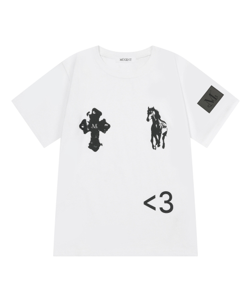 MUCENT(ムセント)の「アンティーククロスポニーハーフ袖Tシャツ(3カラー)(Tシャツ/カットソー・レディース・グレー/ホワイト/ブラック・FREE)」の15枚目の写真