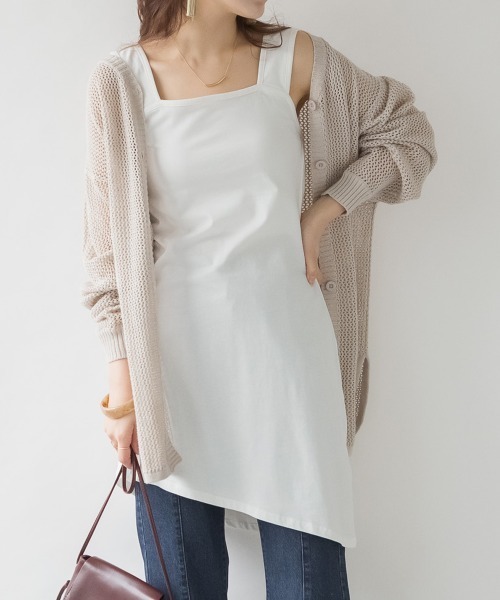 aity(アイティ)の「M-4L ブラ紐隠し レイヤードキャミソールミニワンピ 夏服(キャミソール・レディース・オフホワイト/ブラック/チャコールグレー/グレイッシュベージュ・4L/3L/LL/L/M)」の2枚目の写真
