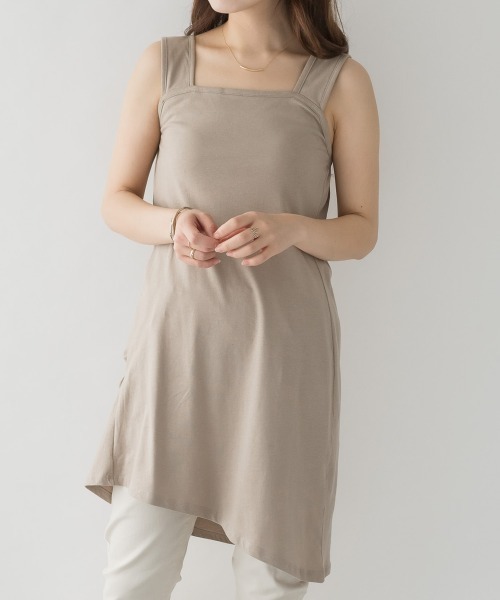 aity(アイティ)の「M-4L ブラ紐隠し レイヤードキャミソールミニワンピ 夏服(キャミソール・レディース・オフホワイト/ブラック/チャコールグレー/グレイッシュベージュ・4L/3L/LL/L/M)」の1枚目の写真