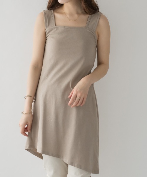 aity(アイティ)の「M-4L ブラ紐隠し レイヤードキャミソールミニワンピ 夏服(キャミソール・レディース・オフホワイト/ブラック/チャコールグレー/グレイッシュベージュ・4L/3L/LL/L/M)」の14枚目の写真