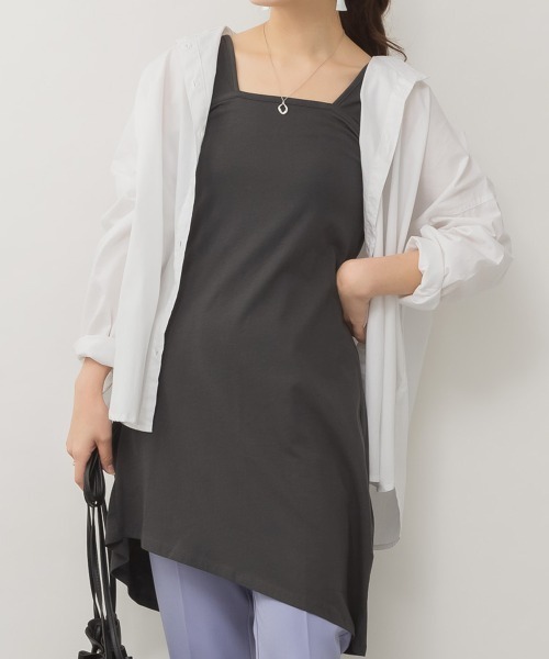 aity(アイティ)の「M-4L ブラ紐隠し レイヤードキャミソールミニワンピ 夏服(キャミソール・レディース・オフホワイト/ブラック/チャコールグレー/グレイッシュベージュ・4L/3L/LL/L/M)」の17枚目の写真