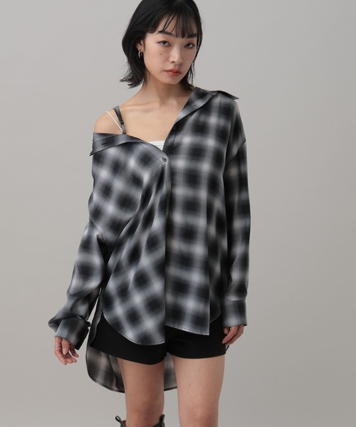 3.3 Field Trip （3.3フィールドトリップ）の「3.3 Field Trip／オフショルアソート柄シャツ2（3WAY）（シャツ/ブラウス・レディース・ブラック系/グリーン系/サックスブルー系/ホワイト系・FREE）」の3枚目の写真