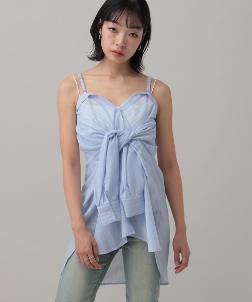 3.3 Field Trip （3.3フィールドトリップ）の「3.3 Field Trip／オフショルアソート柄シャツ2（3WAY）（シャツ/ブラウス・レディース・ブラック系/グリーン系/サックスブルー系/ホワイト系・FREE）」の4枚目の写真