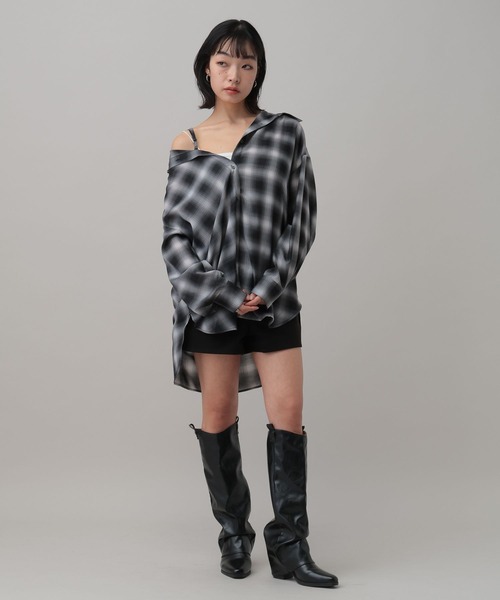 3.3 Field Trip （3.3フィールドトリップ）の「3.3 Field Trip／オフショルアソート柄シャツ2（3WAY）（シャツ/ブラウス・レディース・ブラック系/グリーン系/サックスブルー系/ホワイト系・FREE）」の10枚目の写真