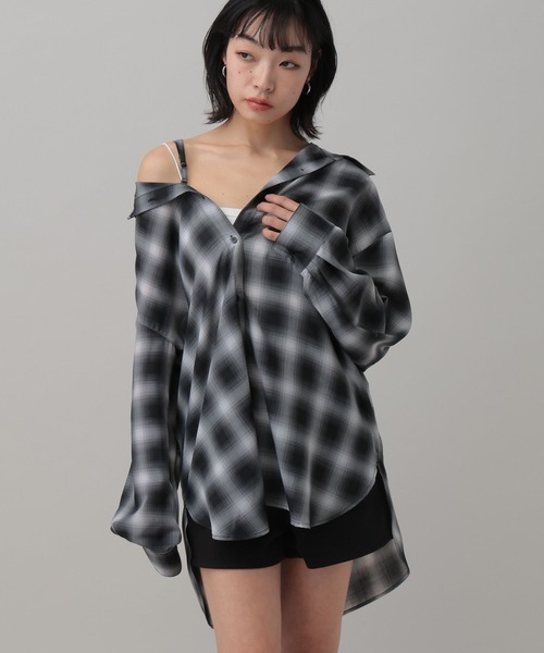 3.3 Field Trip （3.3フィールドトリップ）の「3.3 Field Trip／オフショルアソート柄シャツ2（3WAY）（シャツ/ブラウス・レディース・ブラック系/グリーン系/サックスブルー系/ホワイト系・FREE）」の13枚目の写真