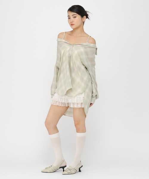 3.3 Field Trip （3.3フィールドトリップ）の「3.3 Field Trip／オフショルアソート柄シャツ2（3WAY）（シャツ/ブラウス・レディース・ブラック系/グリーン系/サックスブルー系/ホワイト系・FREE）」の22枚目の写真