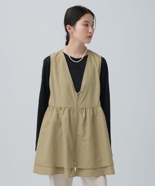 LEPSIM（レプシィム）の「WZIPギャザーベスト　641247（ベスト・レディース・ブラック/オリーブ/ベージュ・FREE/TALL）」の2枚目の写真
