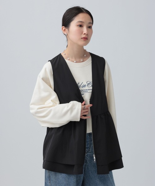 LEPSIM（レプシィム）の「WZIPギャザーベスト　641247（ベスト・レディース・ブラック/オリーブ/ベージュ・FREE/TALL）」の4枚目の写真