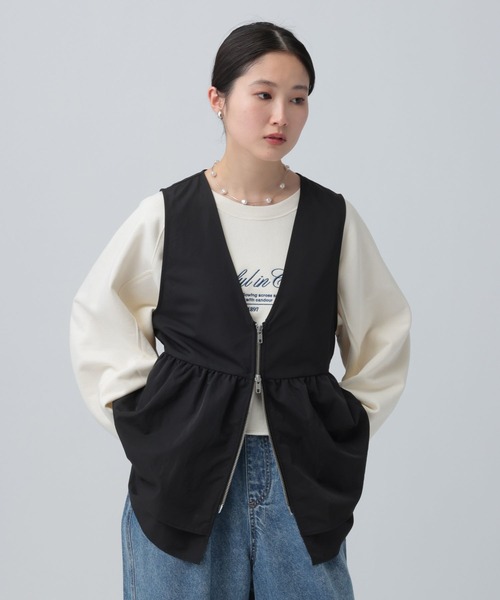 LEPSIM（レプシィム）の「WZIPギャザーベスト　641247（ベスト・レディース・ブラック/オリーブ/ベージュ・FREE/TALL）」の5枚目の写真