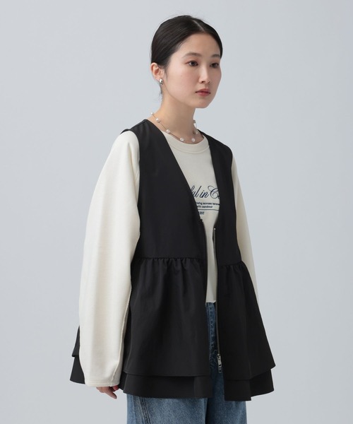 LEPSIM（レプシィム）の「WZIPギャザーベスト　641247（ベスト・レディース・ブラック/オリーブ/ベージュ・FREE/TALL）」の6枚目の写真