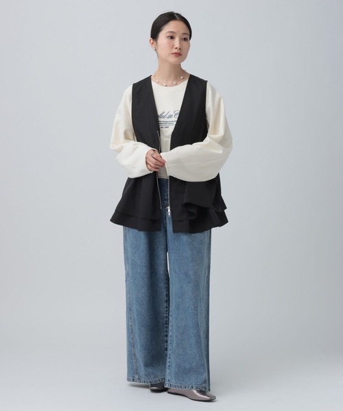 LEPSIM（レプシィム）の「WZIPギャザーベスト　641247（ベスト・レディース・ブラック/オリーブ/ベージュ・FREE/TALL）」の8枚目の写真