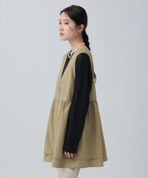 LEPSIM（レプシィム）の「WZIPギャザーベスト　641247（ベスト・レディース・ブラック/オリーブ/ベージュ・FREE/TALL）」の12枚目の写真