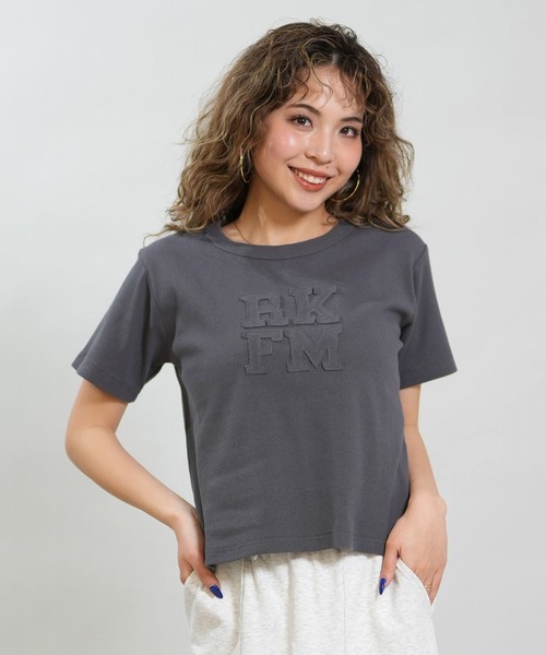 セール】RIKKA FEMME/リッカファム 半袖 Tシャツ リブ フロント刺繍