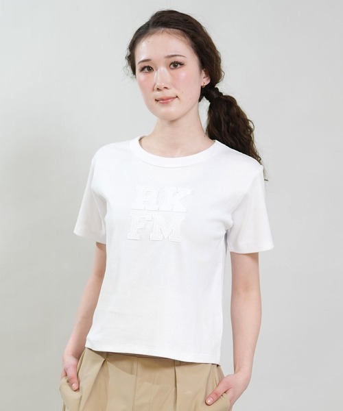 RIKKA FEMME(リッカファム)の「RIKKA FEMME/リッカファム 半袖 Tシャツ リブ フロント刺繍 RF6S-2104(Tシャツ/カットソー・レディース・ブラック/ホワイト・M/L/S/M)」の12枚目の写真