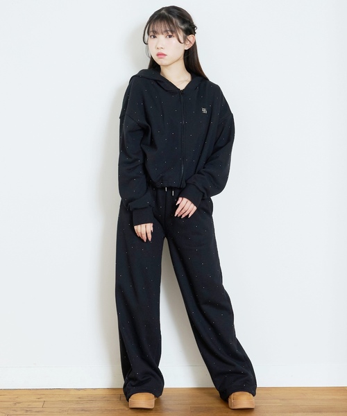 LOVETOXIC（ラブトキシック）の「キラキラロングパンツセットアップ（セットアップ・キッズ・ブラック/トップグレー・S:140cm/L:160cm/M:150cm/130cm）」の6枚目の写真