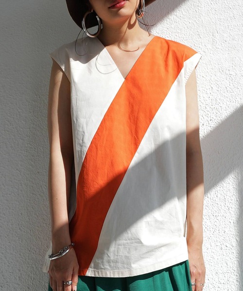 antiqua(アンティカ)の「TASUKI TANK TOP タスキタンクトップ(タンクトップ・レディース・マスタード/オリーブ・M/L)」の2枚目の写真