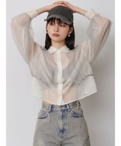 MURUA（ムルーア）の「チュールレイヤードシャツ（シャツ/ブラウス・レディース・ブラウン/イエロー・FREE）」の7枚目の写真