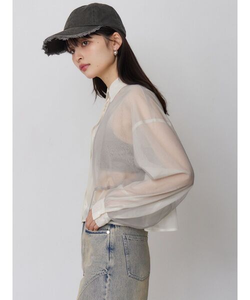 MURUA（ムルーア）の「チュールレイヤードシャツ（シャツ/ブラウス・レディース・ブラウン/イエロー・FREE）」の8枚目の写真