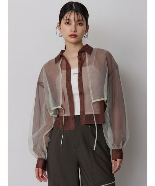 MURUA（ムルーア）の「チュールレイヤードシャツ（シャツ/ブラウス・レディース・ブラウン/イエロー・FREE）」の14枚目の写真