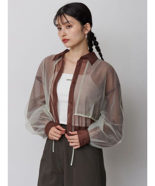MURUA（ムルーア）の「チュールレイヤードシャツ（シャツ/ブラウス・レディース・ブラウン/イエロー・FREE）」の15枚目の写真