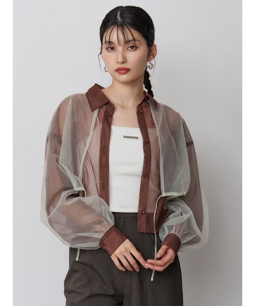 MURUA（ムルーア）の「チュールレイヤードシャツ（シャツ/ブラウス・レディース・ブラウン/イエロー・FREE）」の16枚目の写真