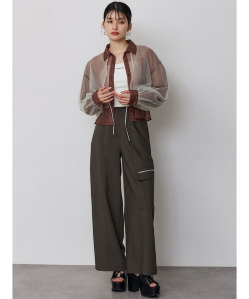 MURUA（ムルーア）の「チュールレイヤードシャツ（シャツ/ブラウス・レディース・ブラウン/イエロー・FREE）」の20枚目の写真