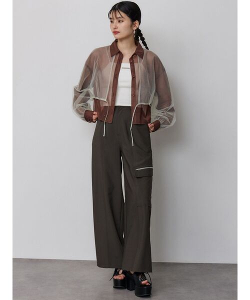 MURUA（ムルーア）の「チュールレイヤードシャツ（シャツ/ブラウス・レディース・ブラウン/イエロー・FREE）」の3枚目の写真