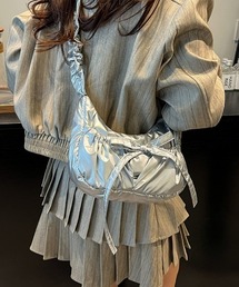 おしゃれスタ（オシャレスタ）の「ギャザーショルダーリボンデザインミニバッグ（ショルダーバッグ）」