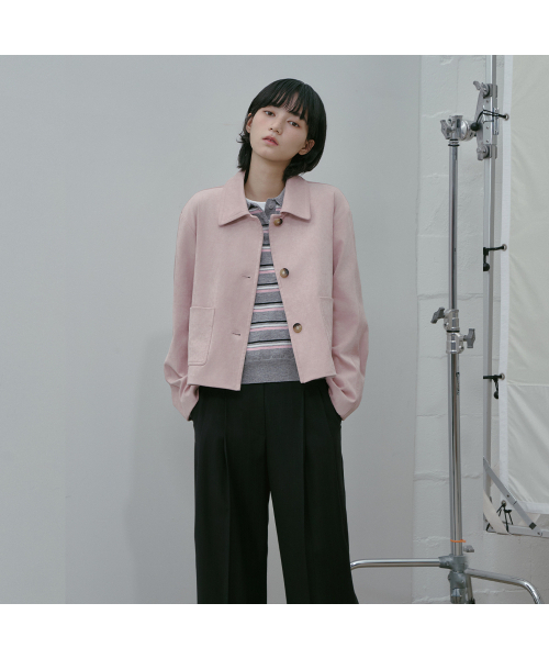 LAP(ラップ)の「ポケットカラー フェイクレザー ジャケット AS1LZ261(ライダースジャケット・レディース・ブラック/ベージュ/ピンク・FREE)」の4枚目の写真