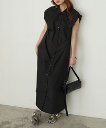 【Cherir Mignon】襟付きバルーンスリーブシャツワンピース