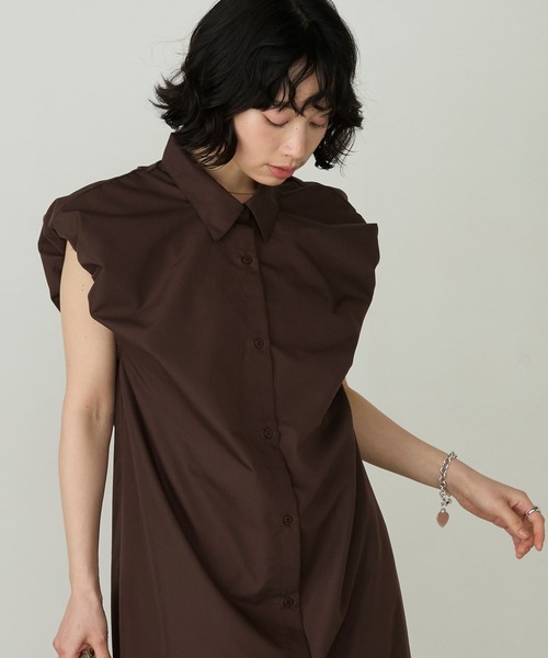 Cherir Mignon(シェリルミニョン)の「【Cherir Mignon】襟付きバルーンスリーブシャツワンピース(シャツワンピース・レディース・ブラック/ブラウン・FREE)」の15枚目の写真