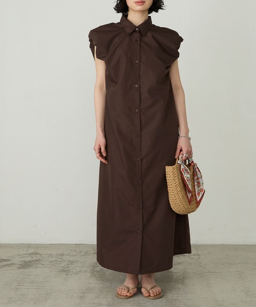 Cherir Mignon(シェリルミニョン)の「【Cherir Mignon】襟付きバルーンスリーブシャツワンピース(シャツワンピース・レディース・ブラック/ブラウン・FREE)」の16枚目の写真
