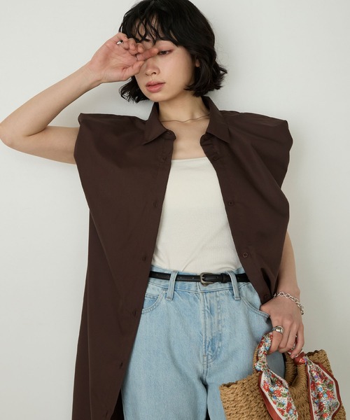 Cherir Mignon(シェリルミニョン)の「【Cherir Mignon】襟付きバルーンスリーブシャツワンピース(シャツワンピース・レディース・ブラック/ブラウン・FREE)」の19枚目の写真