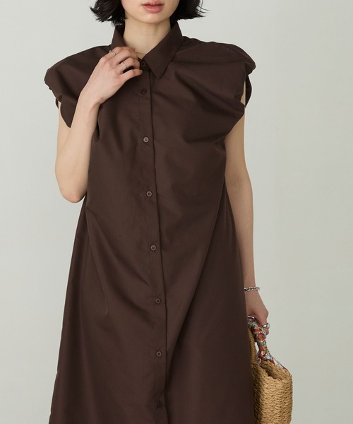 Cherir Mignon(シェリルミニョン)の「【Cherir Mignon】襟付きバルーンスリーブシャツワンピース(シャツワンピース・レディース・ブラック/ブラウン・FREE)」の21枚目の写真