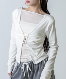 ホックデザイン ぴたっと シアー ロングスリーブ Tシャツ