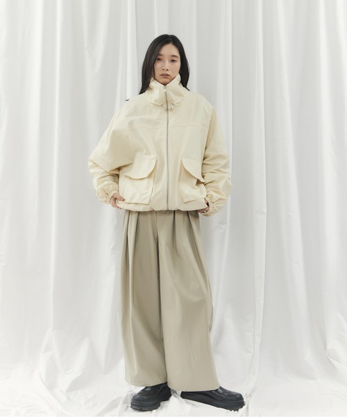 CIEL'AIR(シエルエアー)の「TWILL STAND COLLAR JK(ツイルスタンドカラージャケット)(ブルゾン・レディース・ブラック/アイボリー・FREE)」の11枚目の写真