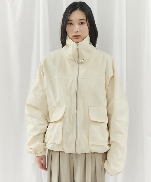 CIEL'AIR(シエルエアー)の「TWILL STAND COLLAR JK(ツイルスタンドカラージャケット)(ブルゾン・レディース・ブラック/アイボリー・FREE)」の8枚目の写真