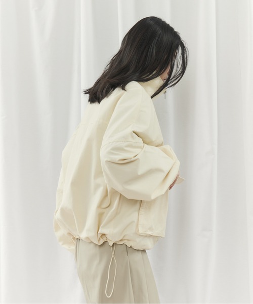 CIEL'AIR(シエルエアー)の「TWILL STAND COLLAR JK(ツイルスタンドカラージャケット)(ブルゾン・レディース・ブラック/アイボリー・FREE)」の14枚目の写真